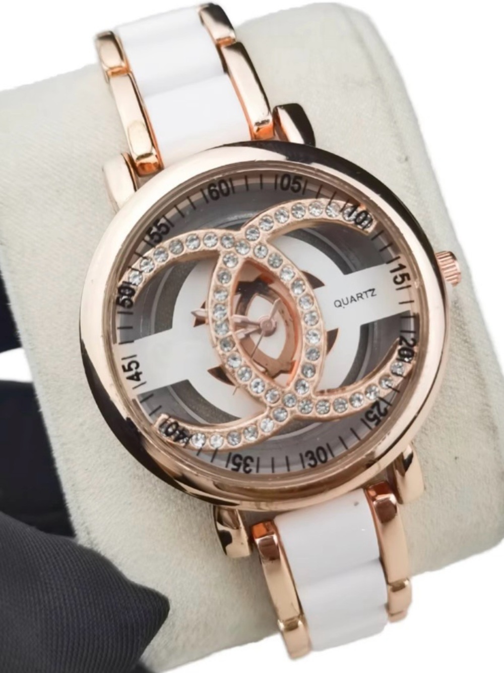 & Other Stories Rose Gold and White Crystal Accent Quartz Watch